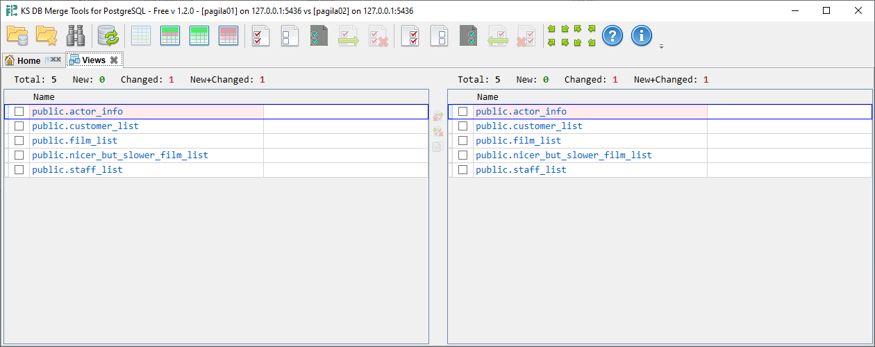 KS DB Merge Tools for PostgreSQL Free - Compare non-table schema objects